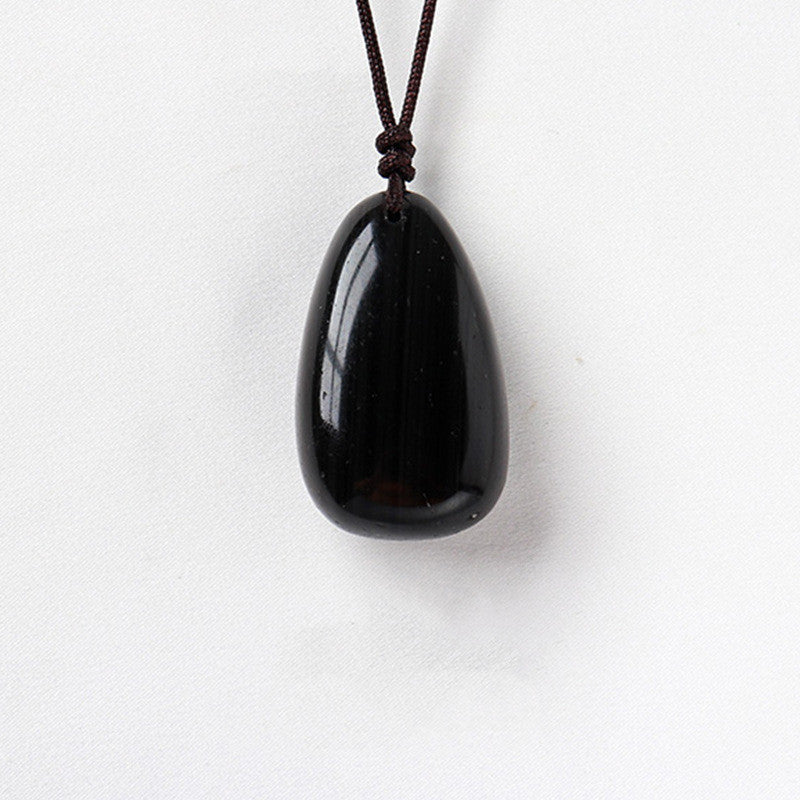 Crystal Teardrop Pendant - Obsidian